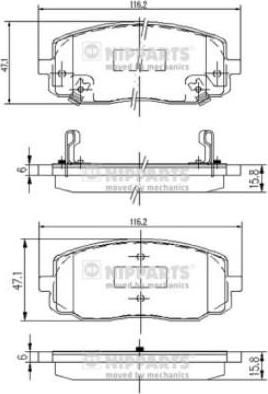 NIPPARTS Колодки торм. KIA PICANTO 1.0/1.1 05- пер. (5810107A10, J3600323)