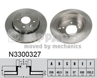 NIPParts N3300327 тормозной диск на KIA SHUMA II (FB)