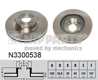 NIPPARTS Диск тормозной HYUNDAI GENESIS COUPE 08- задн. (51712-2M000, N3300538)