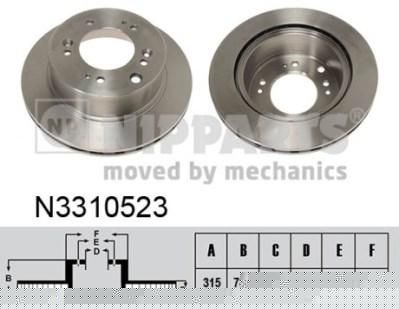 NIPParts N3310523 тормозной диск на KIA SORENTO I (JC)