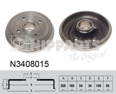 NIPParts N3408015 тормозной барабан на SUZUKI WAGON R+ (MM)