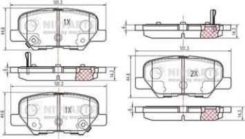 NIPParts N3615017 комплект тормозных колодок, дисковый тормоз на MITSUBISHI OUTLANDER III (GG_W, GF_W, ZJ)
