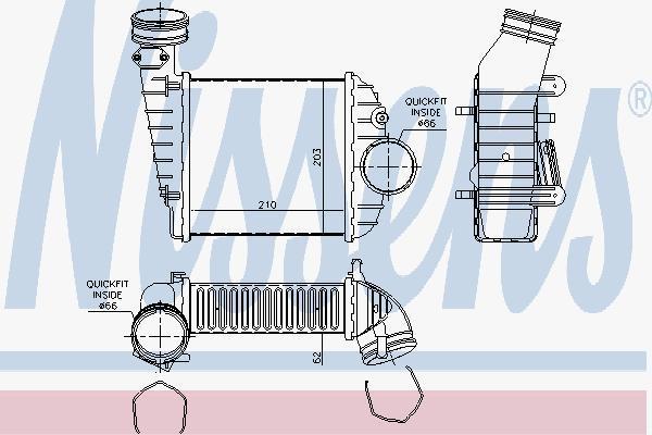 Nissens 96469 интеркулер на VW PASSAT Variant (3B6)