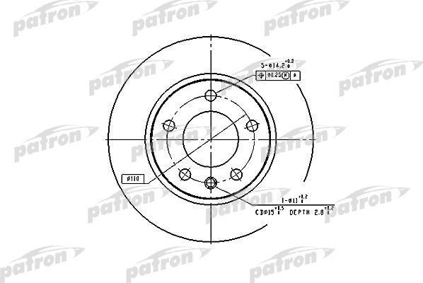 PATRON Диск тормозной передн OPEL: OMEGA A 86-94, OMEGA A универсал 86-94 (PBD1614)