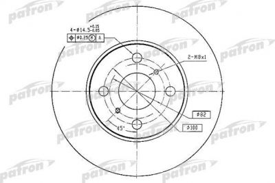 PATRON Диск тормозной передн TOYOTA: COROLLA 92-97, COROLLA 97-02, COROLLA Compact 92-97, COROLLA Compact 97-02, COROLLA Liftback 92-97, COROLLA Liftback 97-02, COROLL (PBD2658)