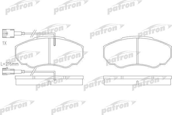 PATRON Колодки тормозные дисковые передн CITROEN: JUMPER c бортовой платформой 94-02, JUMPER c бортовой платформой 02-, JUMPER автобус 94-02, JUMPER автобус 02-, JUMPER фургон 94- (PBP1478)
