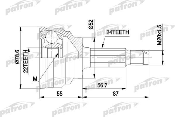 PATRON ШРУС наружн к-кт MAZDA: 323 80-10/89, 1.7D универсал -03/93, 121 1.1 10/87-10/90, РКПП, без ABS (PCV1024)