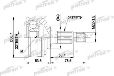 PATRON ШРУС наружн к-кт HONDA: ACCORD 1.8/2.0 85-89 (PCV1045)