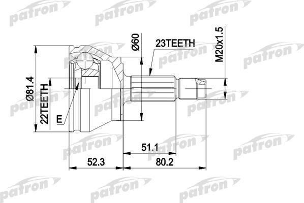 PATRON ШРУС наружн к-кт FORD: ESCORT 1.3/1.4 9.90-10.91 (PCV1156)