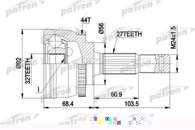 PATRON ШРУС наружн к-кт NISSAN: PRIMERA 2.0TD 96- (PCV1349)