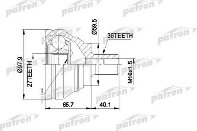 PATRON ШРУС наружн к-кт AUDI: A3 03 -, A3 Sportback 04 -, SEAT: ALTEA 04 -, L (PCV1463)