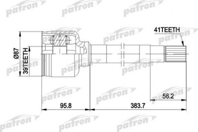 PATRON ШРУС внутр к-кт [A:41, B:39, D:87] CITROEN: JUMPER бортовой 94-02, JUMPER автобус 94-02, JUMPER фургон 94-02, FIAT: DUCATO бортовой 94-02, DUCATO авто (PCV5014)