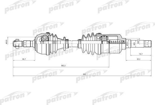 PATRON Полуось прав PEUGEOT: 106, CITROEN: AX/Saxo 1.0/1.1i 91-96 (PDS0081)