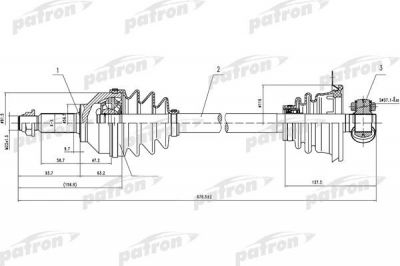 PATRON Полуось лев OPEL: Vivaro, RENAULT:Traffic 2.0 16V/1.9Di 01> (PDS0196)