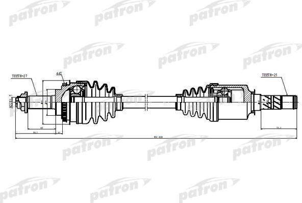 PATRON Полуось лев/прав SUBARU: FORESTER 03-08, IMPREZA 2005 (PDS5528)