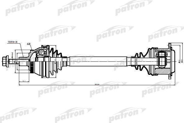 PATRON Полуось прав AUDI: A6, A6 QUATTRO 2.7, 3.0, A8, A8 QUATTRO, S8 98-04 (PDS9038)