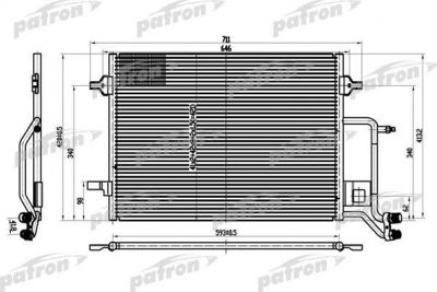 PATRON Радиатор кондиционера AUDI: A6 2.5TDI/2.5TDI quattro 97-05, MERCEDES-BENZ: S-CLASS (W140) 3.2 91-98 (PRS1101)