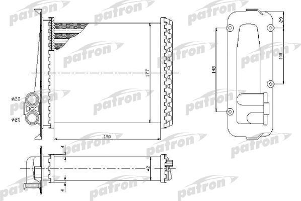 PATRON Радиатор отопителя VOLVO: 850, C70 ,V70, 2.0-2.5TDi, 91- (PRS2072)
