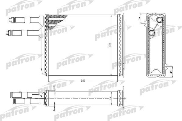 PATRON Радиатор отопителя CITROEN: JUMPER, FIAT: DUCATO, PEUGEOT: BOXER 2.0-2.5TD, 94-02 (PRS2081)
