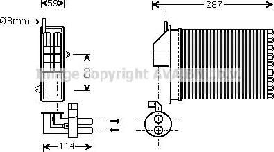 Prasco FT6259 теплообменник, отопление салона на FIAT SEICENTO / 600 (187)