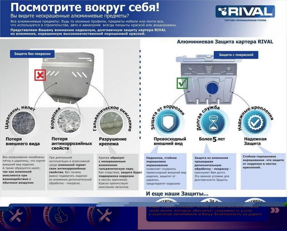RIVAL RIVAL 333.9503.1 Защита КПП + комплект крепежа, Toyota Fortuner 2017-, V - 2.8d; 2,7; полный привод/Toyota Hilux 2015 (333.9503.1)