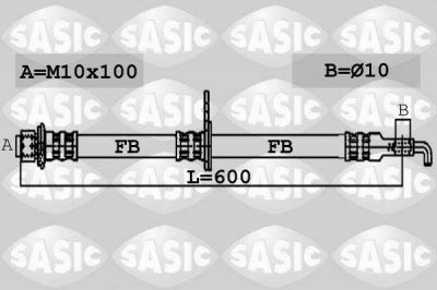 SASIC Шланг тормозной Toyota Corolla 2001 m10x1 600mm (9094702D23, 6606055)