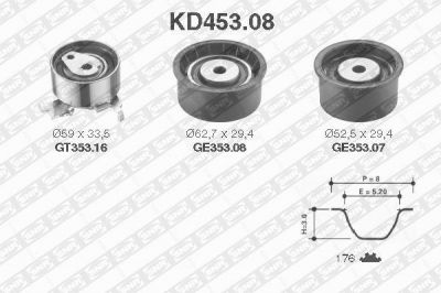 SNR KD453.08 комплект ремня грм на OPEL VECTRA A (86_, 87_)