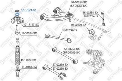 Stellox 12-37024-SX подшипник качения, опора стойки амортизатора на HONDA CIVIC VI Hatchback (EJ, EK)