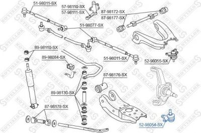 Stellox 52-98054-SX несущий / направляющий шарнир на TOYOTA HILUX II пикап (LN8_, RN5_, LN6_, YN6_, YN5_, LN5_, RN6_)