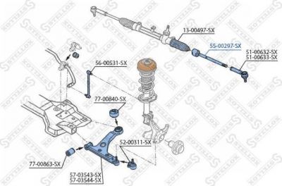 Stellox 55-00297-SX осевой шарнир, рулевая тяга на OPEL CORSA D