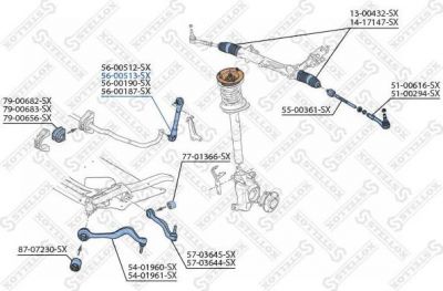 Stellox 56-00513-SX тяга / стойка, стабилизатор на 5 (E60)
