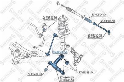 Stellox 56-00530-SX тяга / стойка, стабилизатор на FIAT PANDA (169)