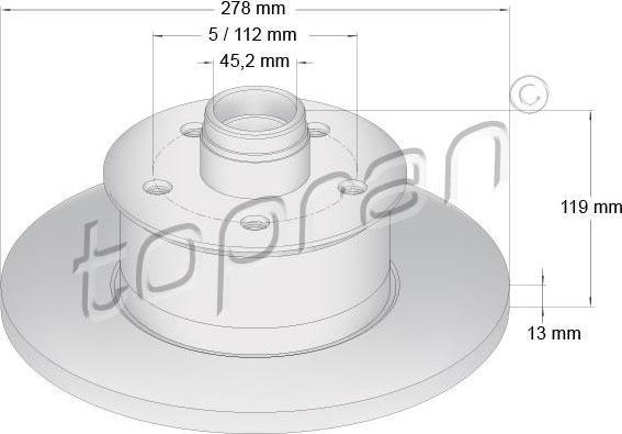 Topran 103 263 тормозной диск на VW TRANSPORTER III c бортовой платформой/ходовая часть