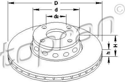 Topran 104 416 тормозной диск на AUDI 80 (8C, B4)