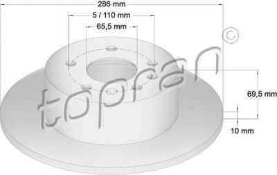 Topran 200 951 тормозной диск на OPEL VECTRA B (36_)