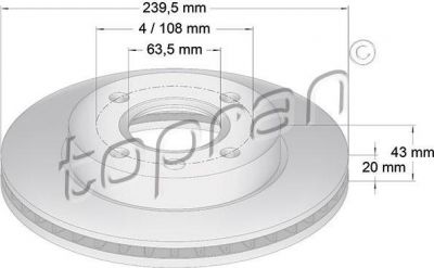 Topran 301 908 тормозной диск на FORD KA (RB_)