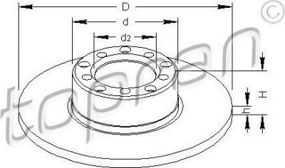 Topran 400 843 тормозной диск на MERCEDES-BENZ седан (W123)
