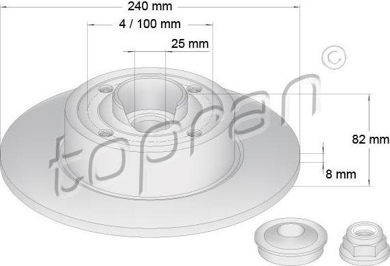 Topran 700 650 тормозной диск на RENAULT CLIO III (BR0/1, CR0/1)