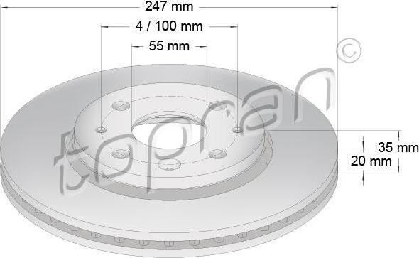 Topran 722 457 тормозной диск на TOYOTA AYGO (PAB4_, KGB4_)