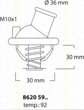 TRISCAN 8620 5992 термостат, охлаждающая жидкость на OPEL KADETT E кабрио (43B_)