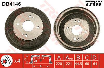 TRW DB4146 тормозной барабан на HONDA ACCORD IV (CB)