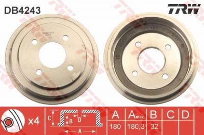 TRW DB4243 тормозной барабан на NISSAN MICRA II (K11)
