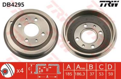 TRW DB4295 тормозной барабан на FIAT ALBEA (178_)