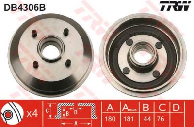 TRW DB4306B тормозной барабан на FORD KA (RB_)