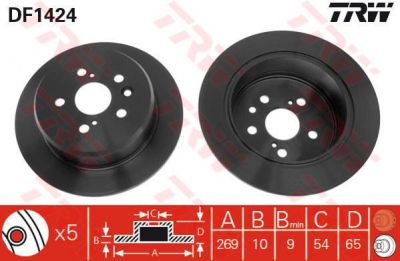 TRW DF1424 тормозной диск на TOYOTA CAMRY (_V2_)