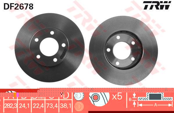 TRW DF2678 Диск тормозной передн.CHRYSLER VOYAGER II 95-01 282,3x24,1mm (4683432)