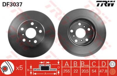 TRW DF3037 Диск торм пер вент CAMRY/CARINA -92 (561442J) (561442J)