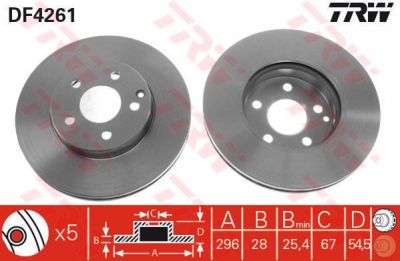 TRW DF4261 Диск тормозной передний MB W211 200-320 295x28mm (2114210712)