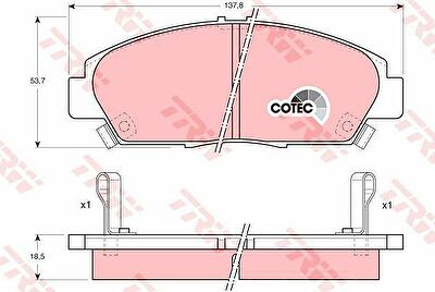 TRW GDB1061 Колодки тормозные дисковые передние HONDA ACCORD Mk VI (CE, CF) 1996/02 - 1998/10 без АБС (572350)