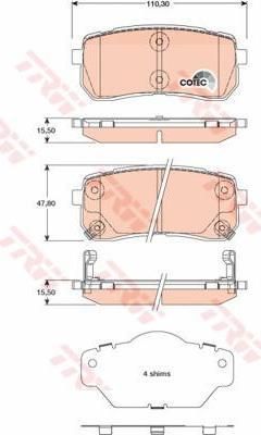 TRW GDB3449 Колодки задние HYUNDAI H-1/Grand Starex 07- (583023JA50)